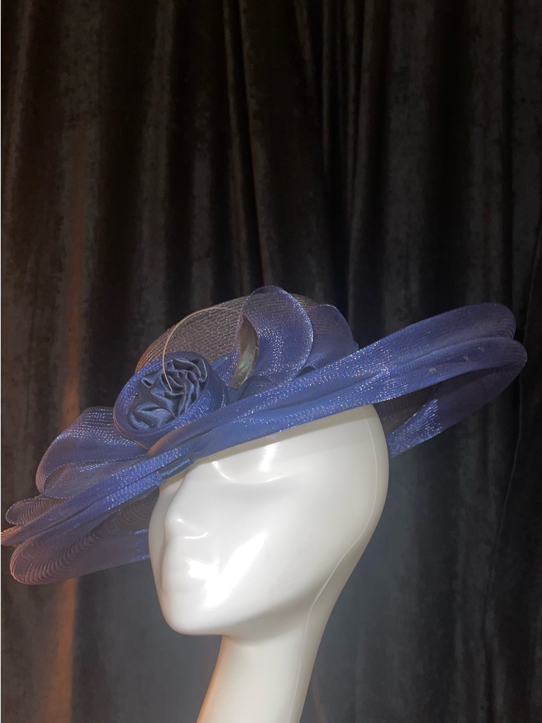 Elegant Royal Blue Women's Italian Vintage Fascinator Hat Boater Hat